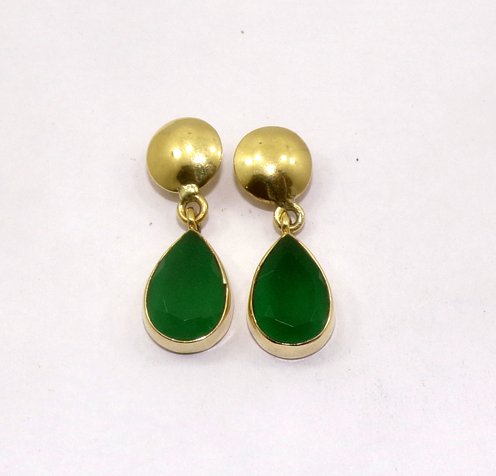 Green Onyx Cut Stud Earring G - JBS999 Cut Pear Shape 18ct Gold Plating Plain Stud Earring